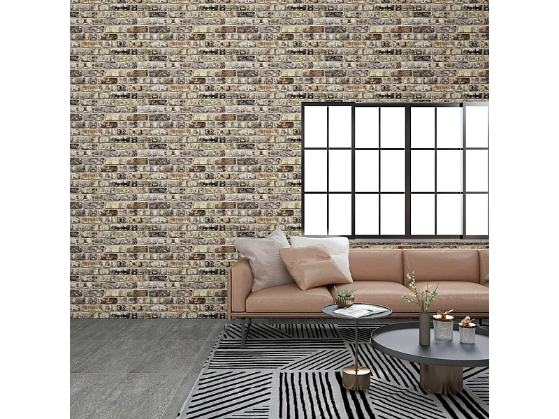 Panneaux muraux 3D avec design de brique multicolore 11 pcs EPS FR397544