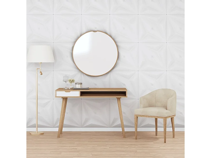 Panneaux muraux 12 pcs blanc 50x50 cm XPS 3 m² étoile FR179450