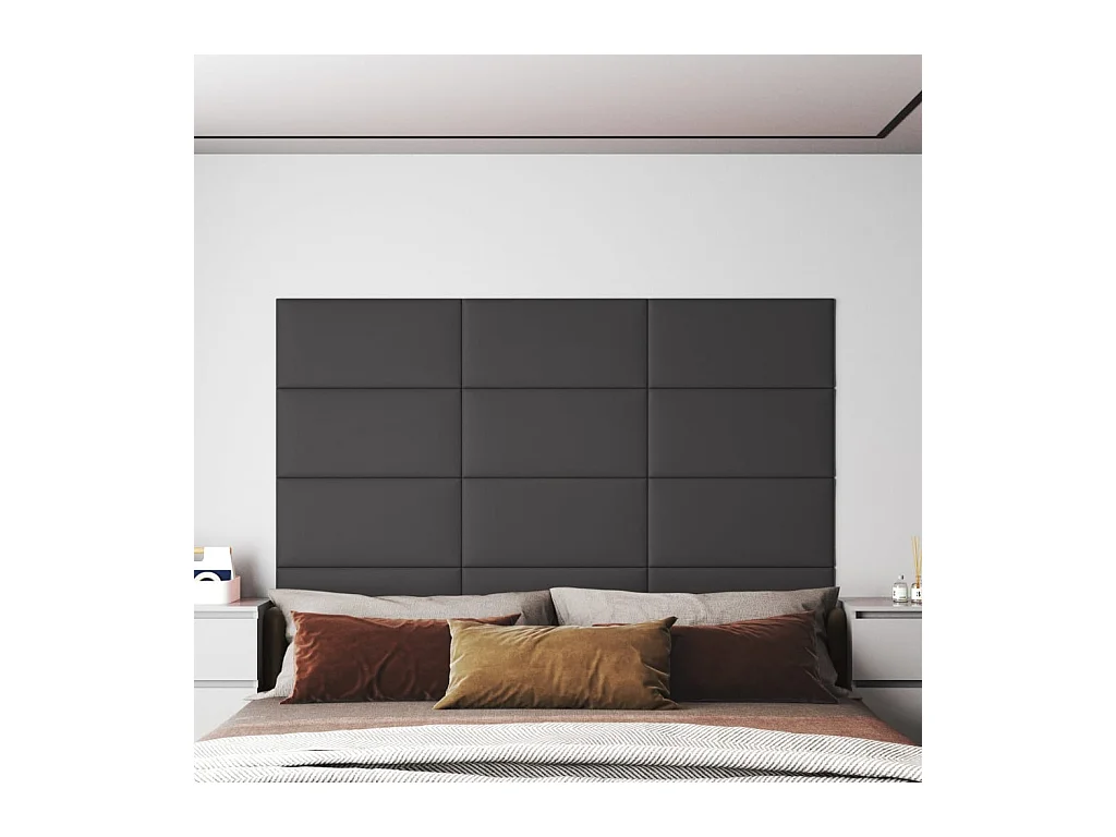 Panneaux muraux 12 pcs Gris 60x30 cm Similicuir 2,16 m² FR448195