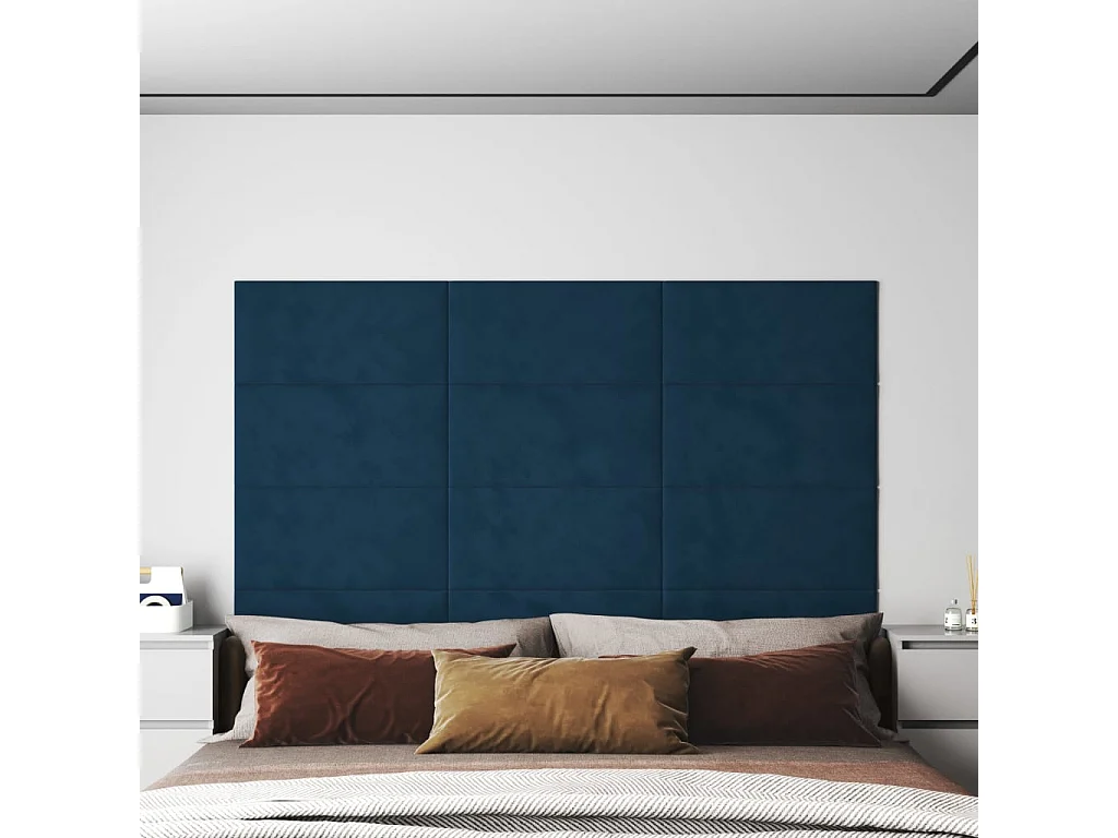 Paneles de pared 12 uds terciopelo azul 60x30 cm 2,16 m² ES139621