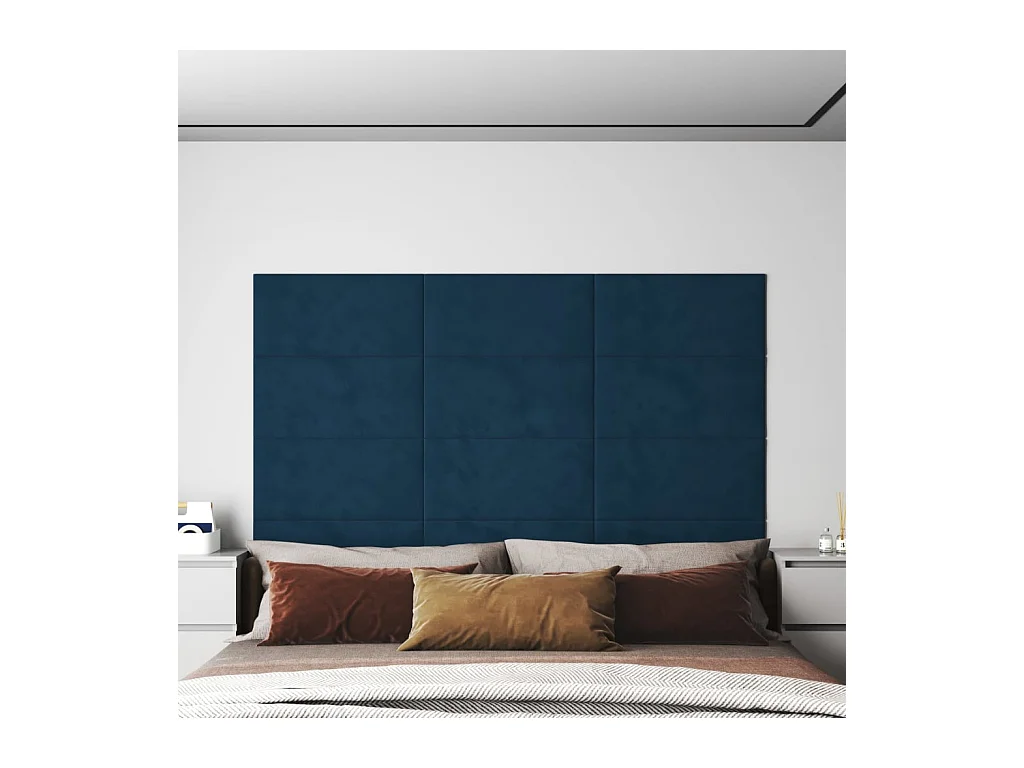 Panneaux muraux 12 pcs Bleu 60x30 cm Velours 2,16 m² FR305470