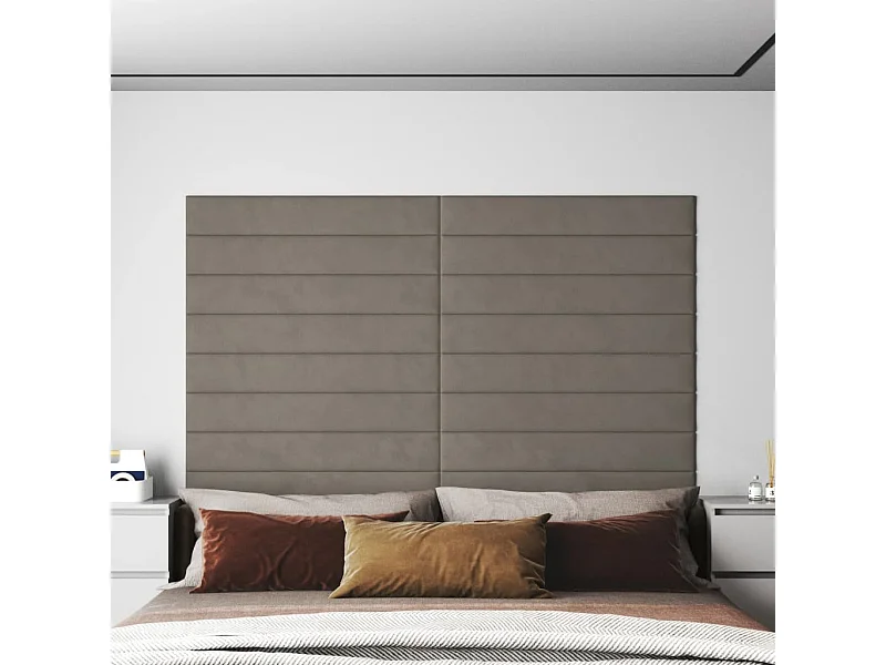 Panneaux muraux 12 pcs Gris clair 90x15 cm Velours 1,62 m² FR139126