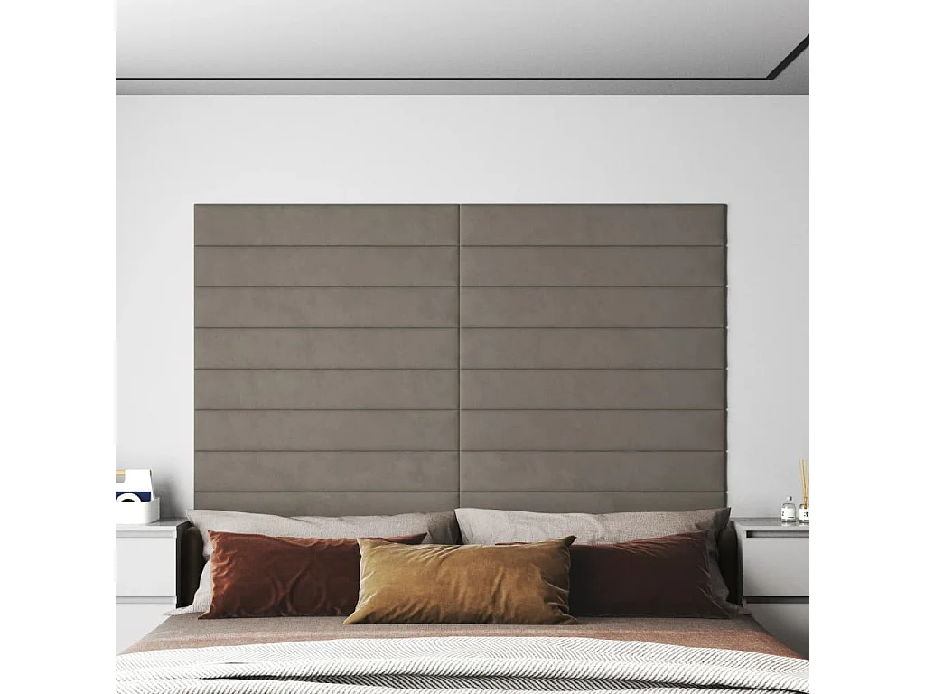 Panneaux muraux 12 pcs Gris clair 90x15 cm Velours 1,62 m² FR139126