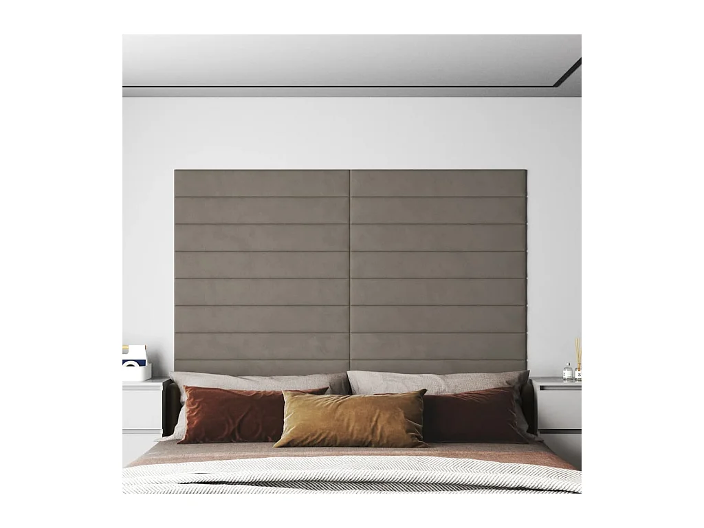 Panneaux muraux 12 pcs Gris clair 90x15 cm Velours 1,62 m² FR139126