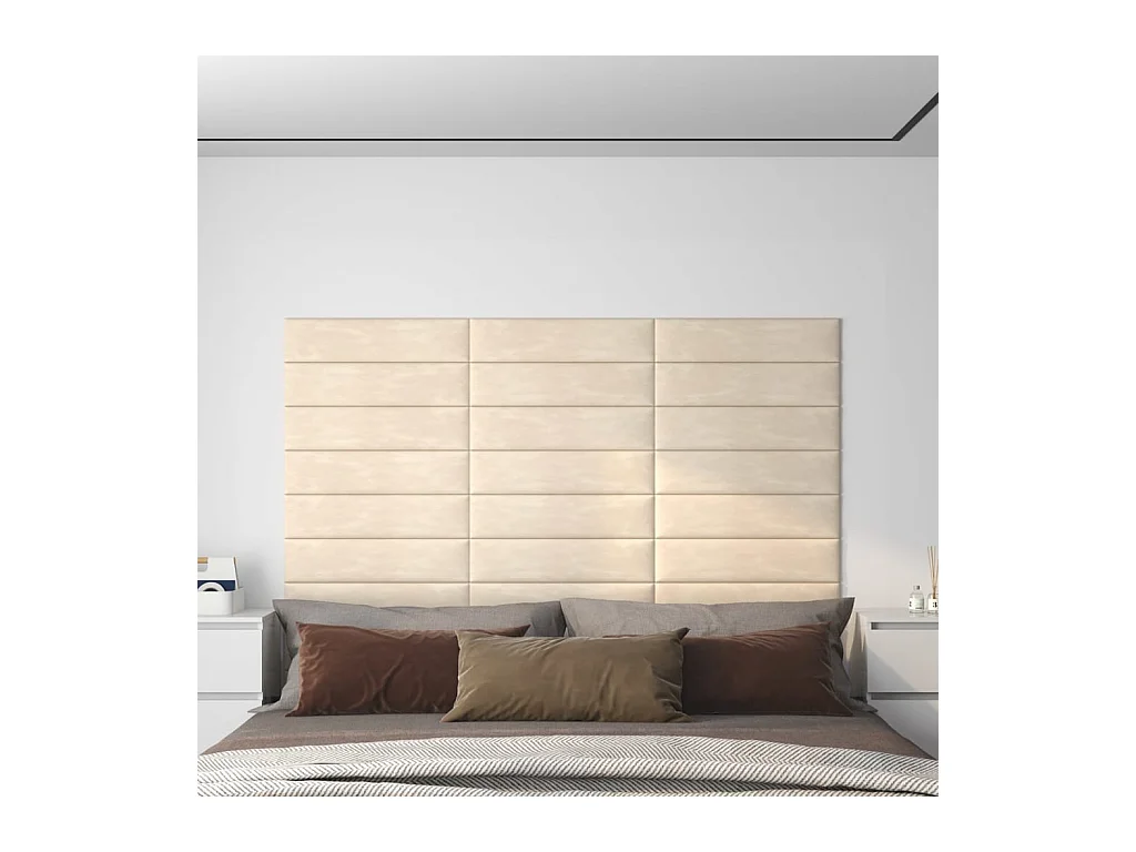 Panneaux muraux 12 pcs Crème 60x15 cm Velours 1,08 m² FR420439