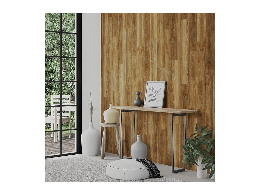 Paneles de pared con aspecto de madera PVC marrón 4,12 m² ES176925