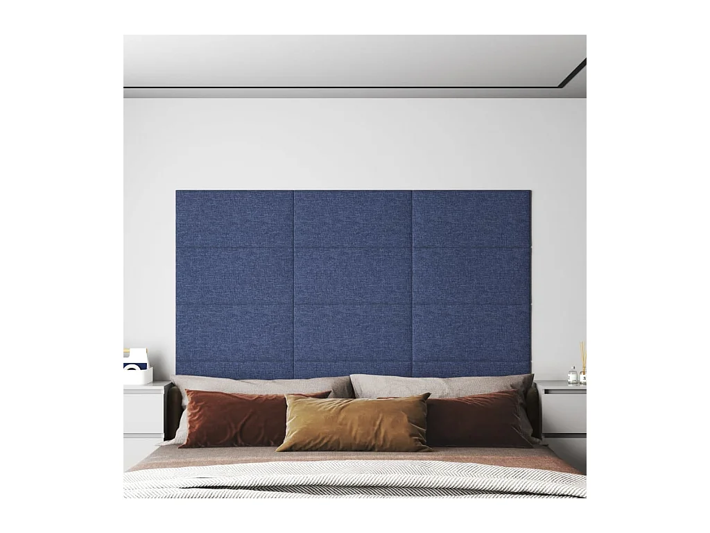 Panneaux muraux 12 pcs Bleu 60x30 cm Tissu 2,16 m² FR445451