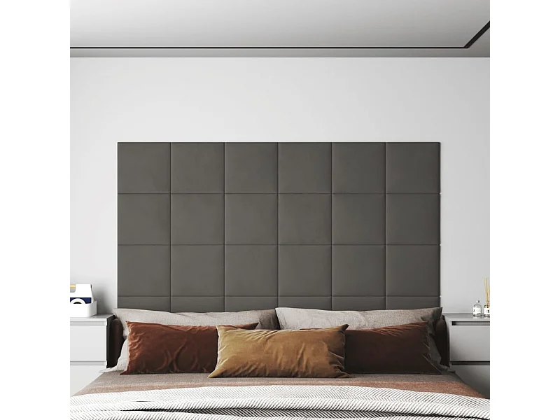 Panneaux muraux 12 pcs Gris foncé 30x30 cm Velours 1,08 m² FR725965