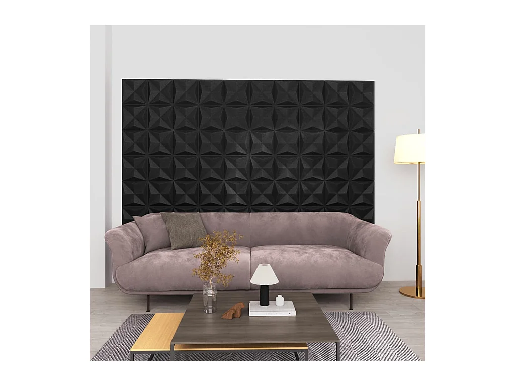 12 st Wandpanelen 3D origami 3 m² 50x50 cm zwart BE468331