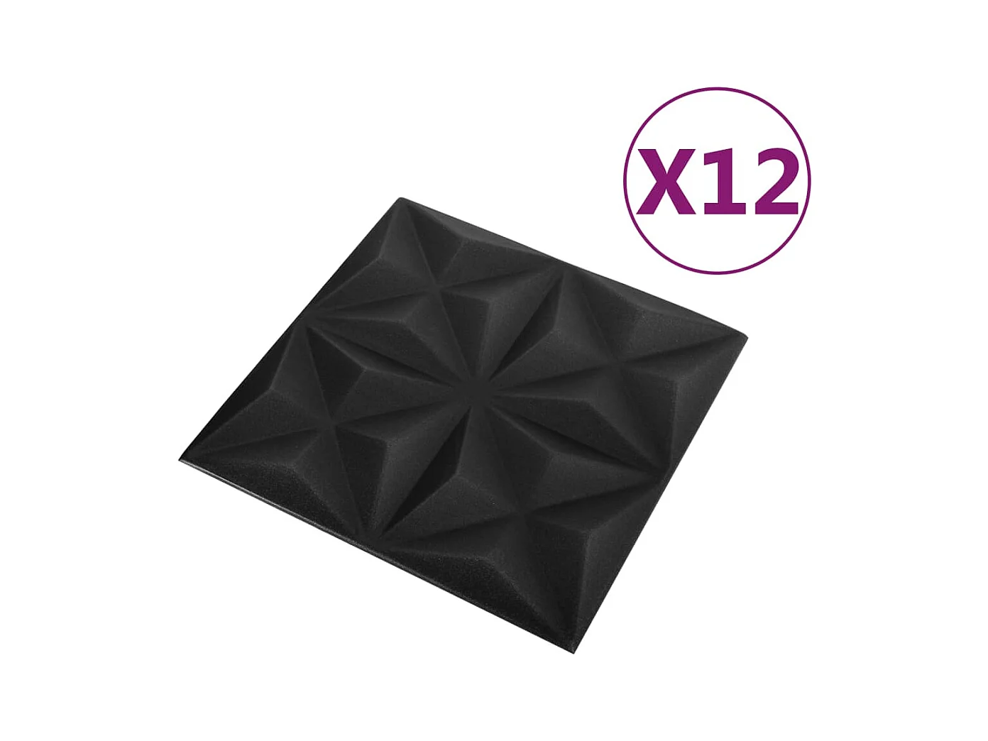 12 st Wandpanelen 3D origami 3 m² 50x50 cm zwart BE468331