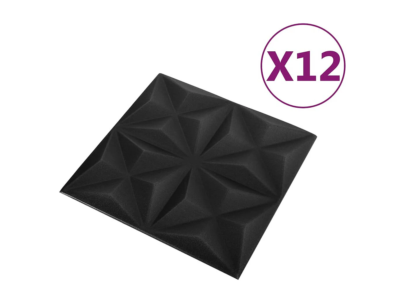 Paneles de pared 3D 12 unidades negro origami 3 m² 50x50 cm ES356996