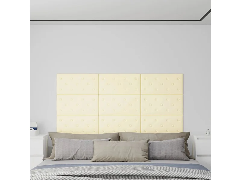 Painel de parede 12 pcs 60x30 cm couro artificial 2,16 m² creme PT817322