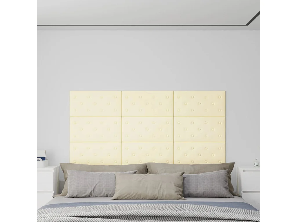 Painel de parede 12 pcs 60x30 cm couro artificial 2,16 m² creme PT817322