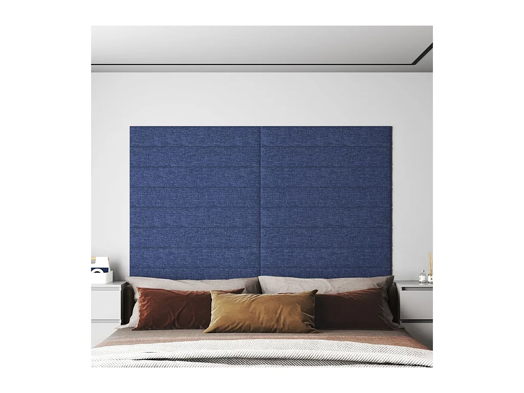 Panneaux muraux 12 pcs Bleu 90x15 cm Tissu 1,62 m² FR486089