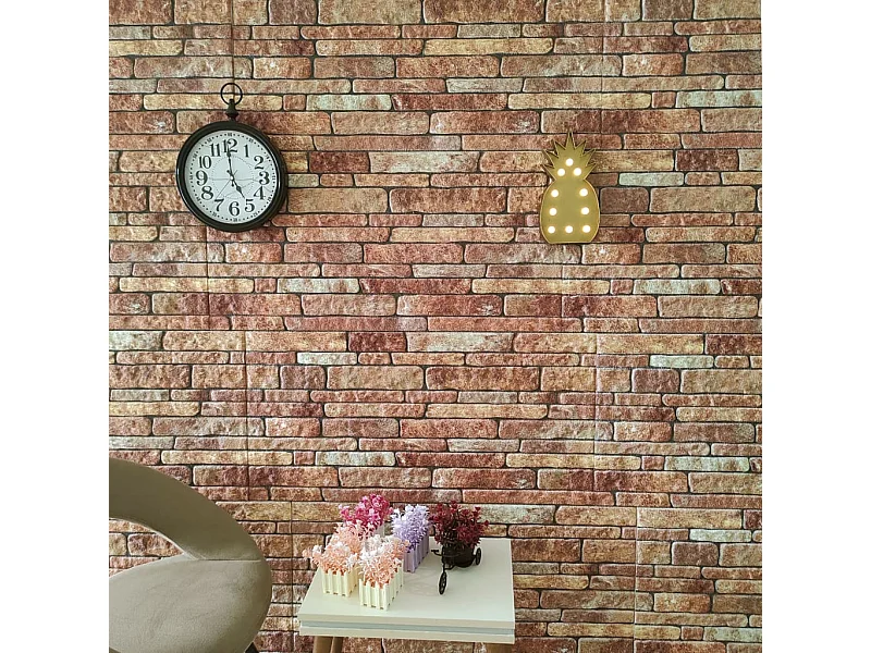 Painéis de parede 3D c/ design tijolos castanhos 10 pcs EPS PT502590