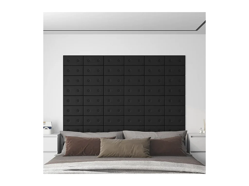 Panneaux muraux 12 pcs Noir 30x15 cm Similicuir 0,54 m² FR289496