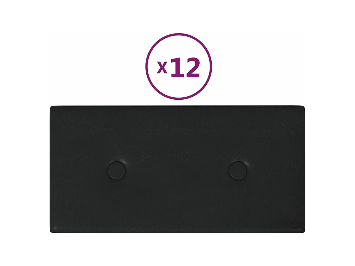 Painel de parede 12 pcs 30x15 cm couro artificial 0,54 m² preto PT834462