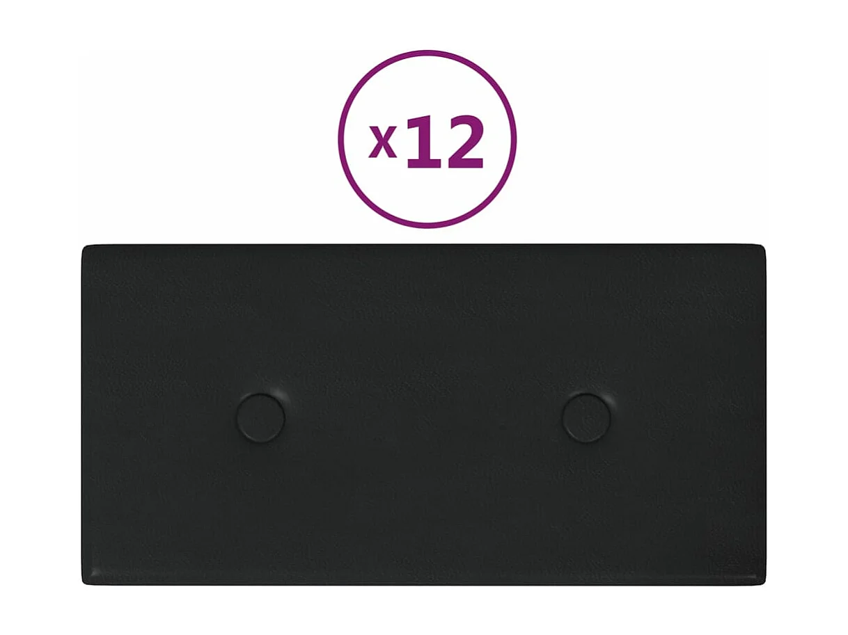 Wandpanelen 12 st 0,54 m² 30x15 cm kunstleer zwart BE356239