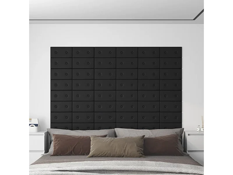 Panneaux muraux 12 pcs Noir 30x15 cm Similicuir 0,54 m² FR289496