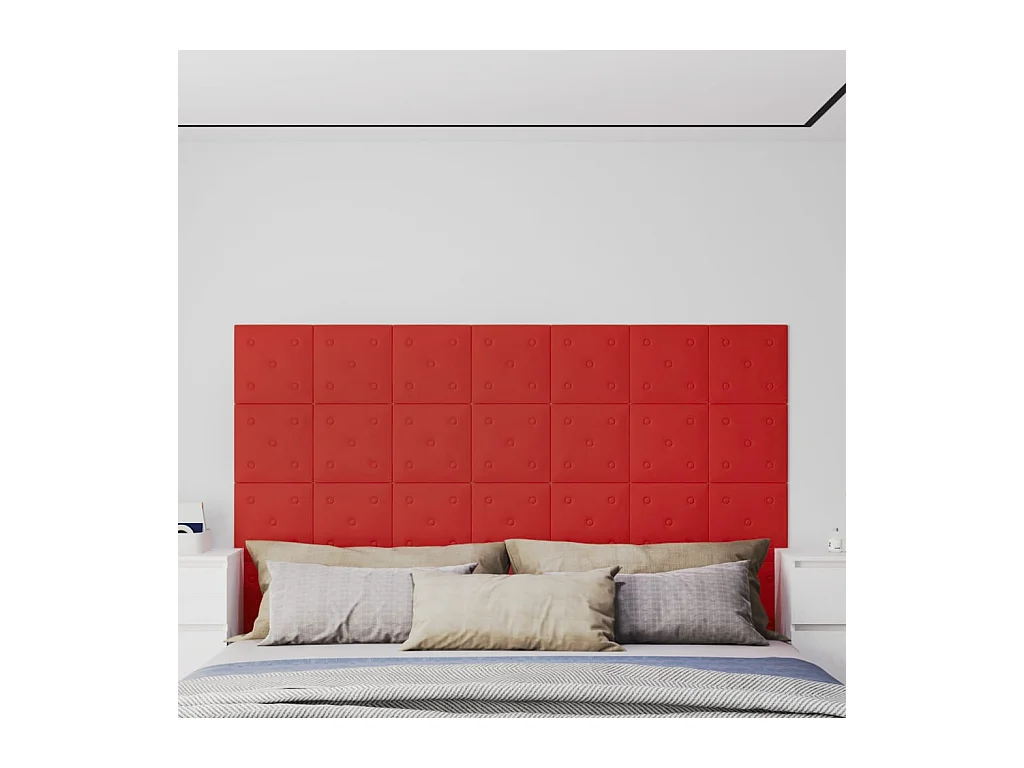 Panneaux muraux 12pcs Rouge bordeaux 30x30cm Similicuir 1,08 m² FR998296