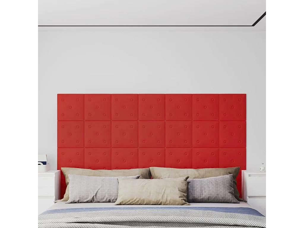 Panneaux muraux 12pcs Rouge bordeaux 30x30cm Similicuir 1,08 m² FR998296