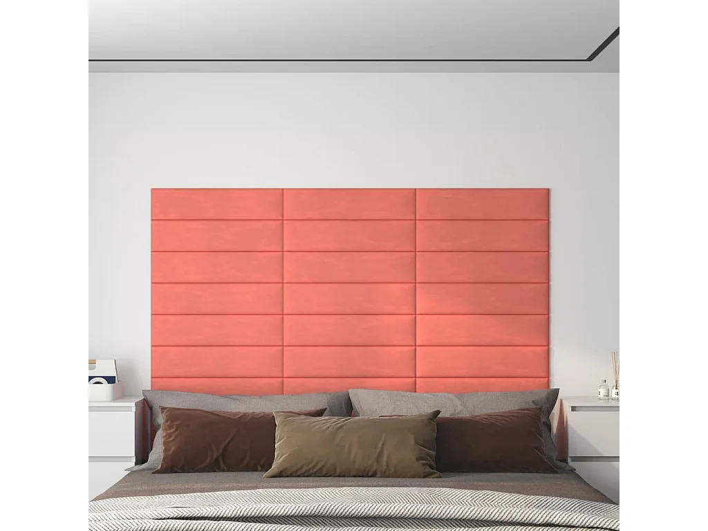 Panneaux muraux 12 pcs Rose 60x15 cm Velours 1,08 m² FR790041