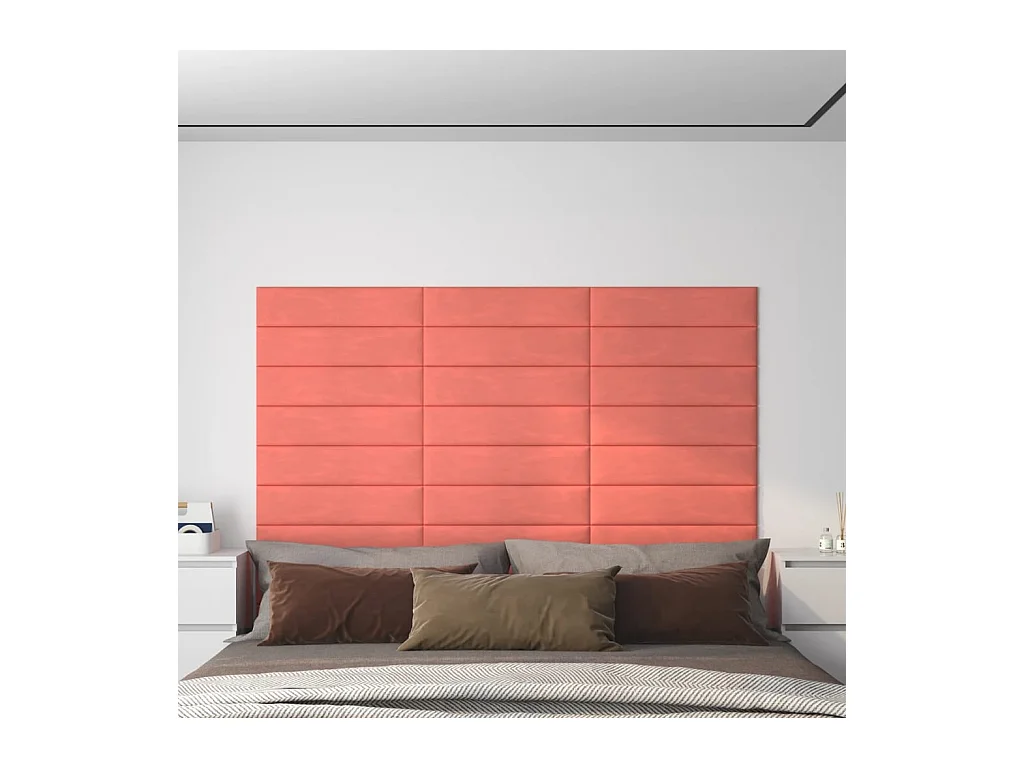 Panneaux muraux 12 pcs Rose 60x15 cm Velours 1,08 m² FR790041