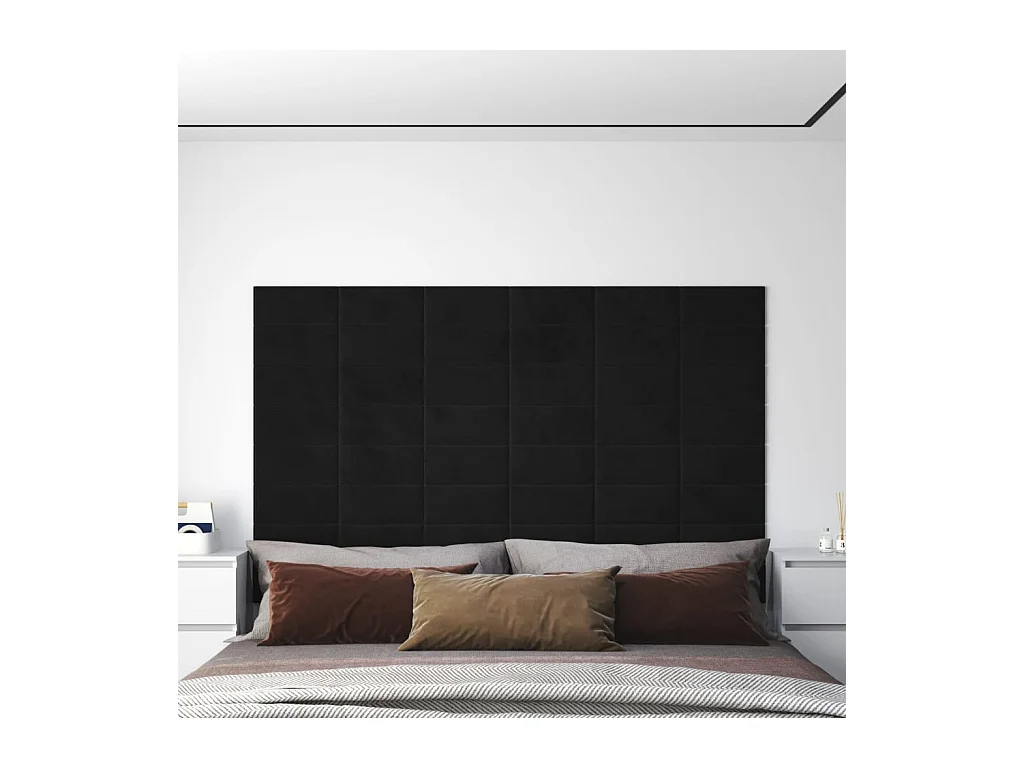 Panneaux muraux 12 pcs Noir 30x15 cm Velours 0,54 m² FR423174