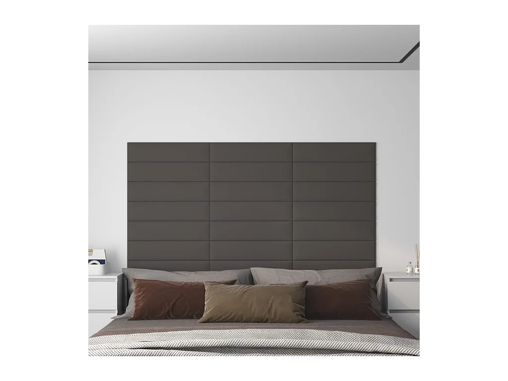 Panneaux muraux 12 pcs Gris foncé 60x15 cm Tissu 1,08 m² FR673267