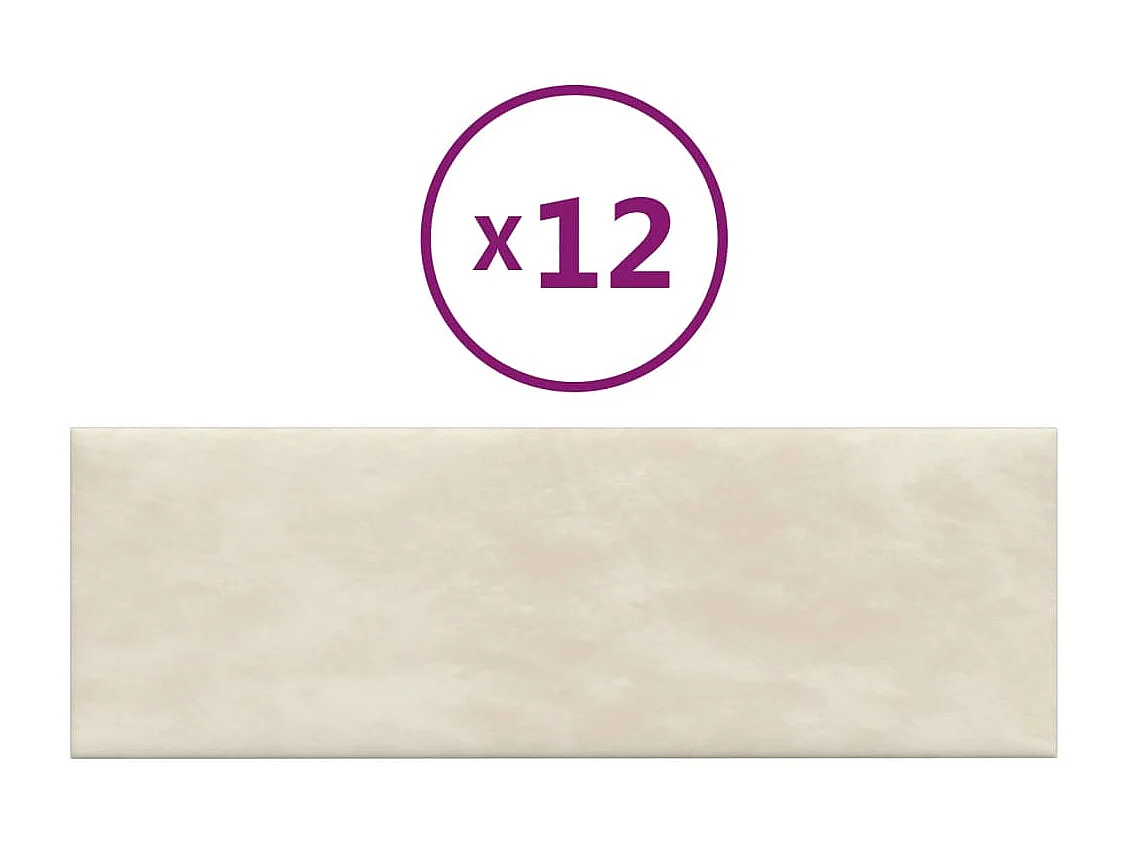 Panneaux muraux 12 pcs Crème 90x30 cm Velours 3,24 m² FR961849