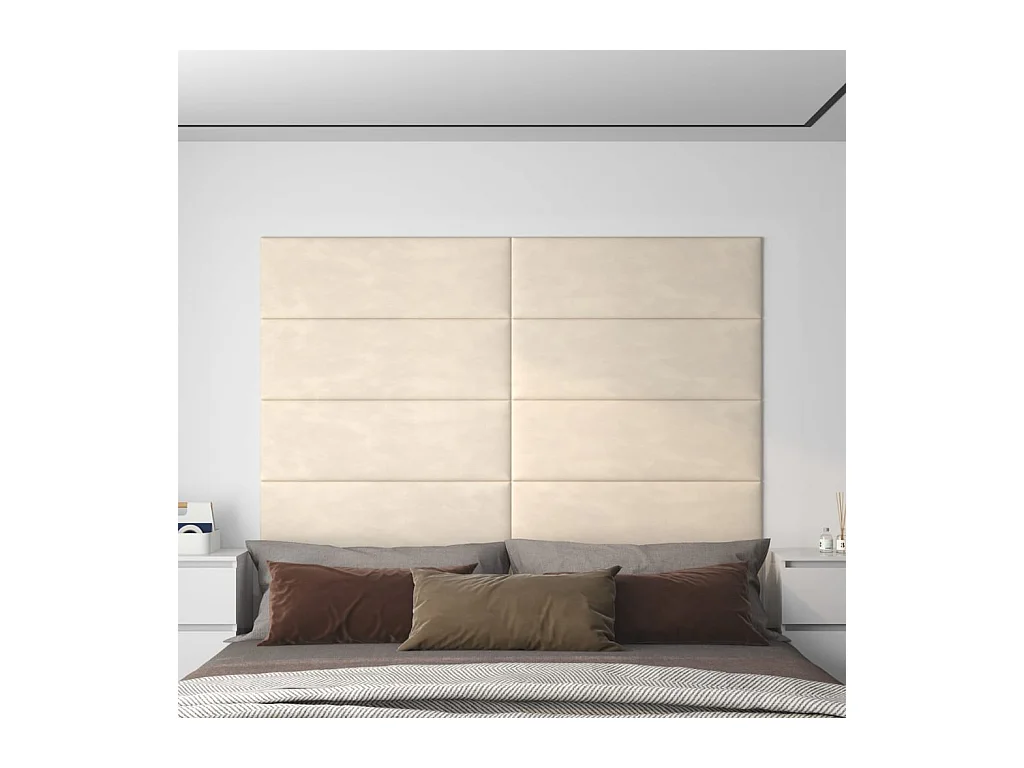 Panneaux muraux 12 pcs Crème 90x30 cm Velours 3,24 m² FR961849