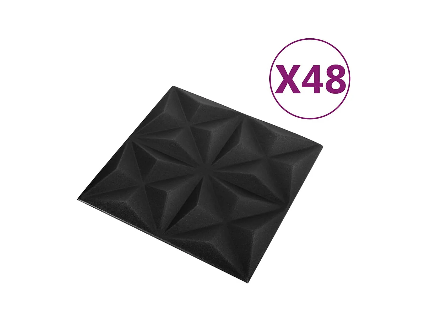 48 st Wandpanelen 3D origami 12 m² 50x50 cm zwart BE498474