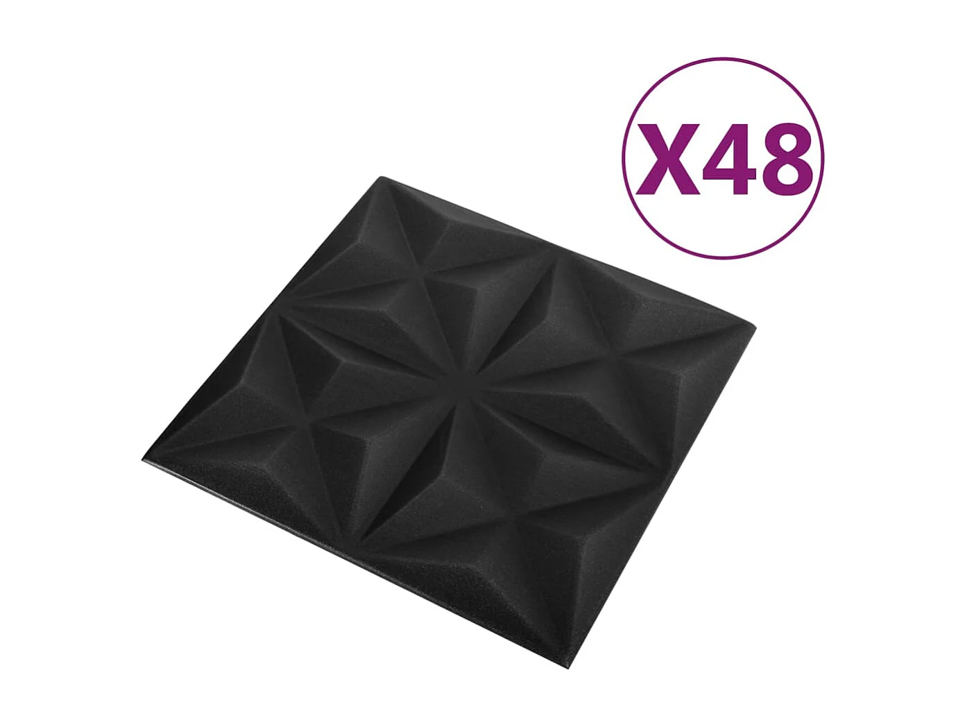 Paneles de pared 3D 48 unidades negro origami 12 m² 50x50 cm ES407463
