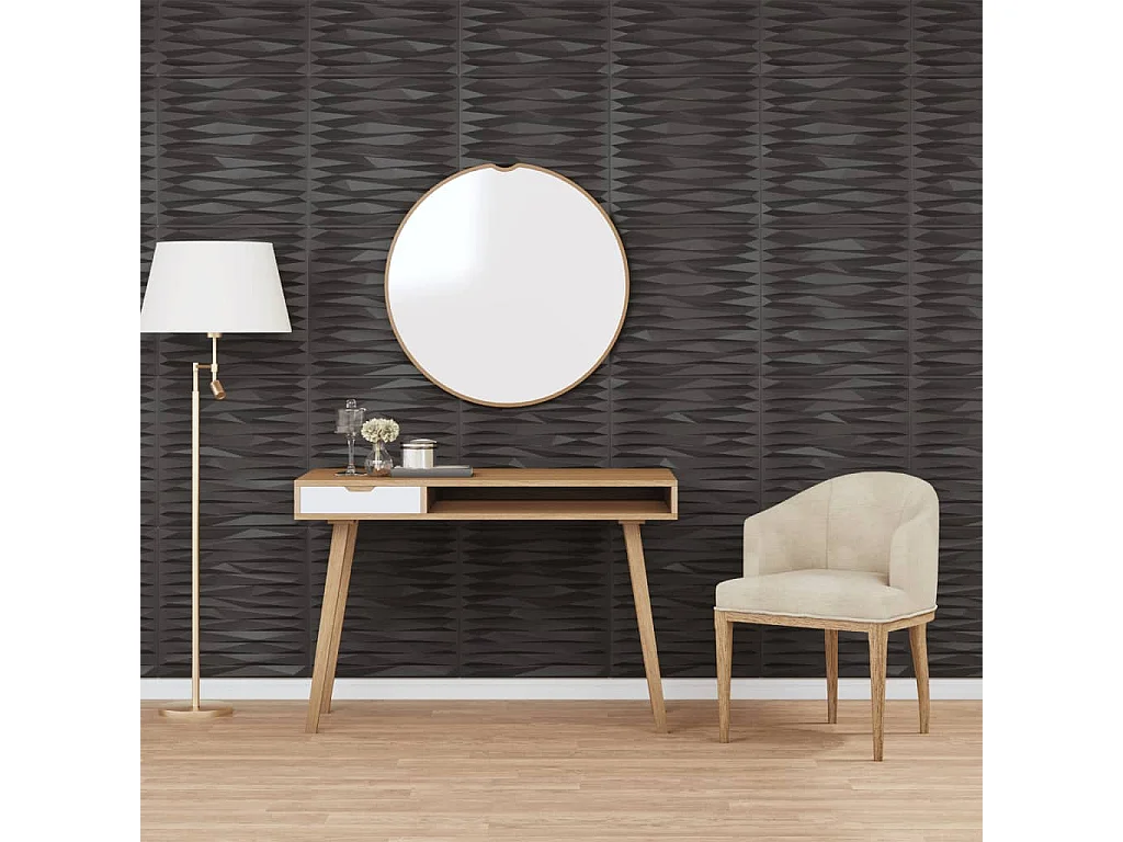 Panneaux muraux 12 pcs noir 50x50 cm XPS 3 m² pierre FR707057