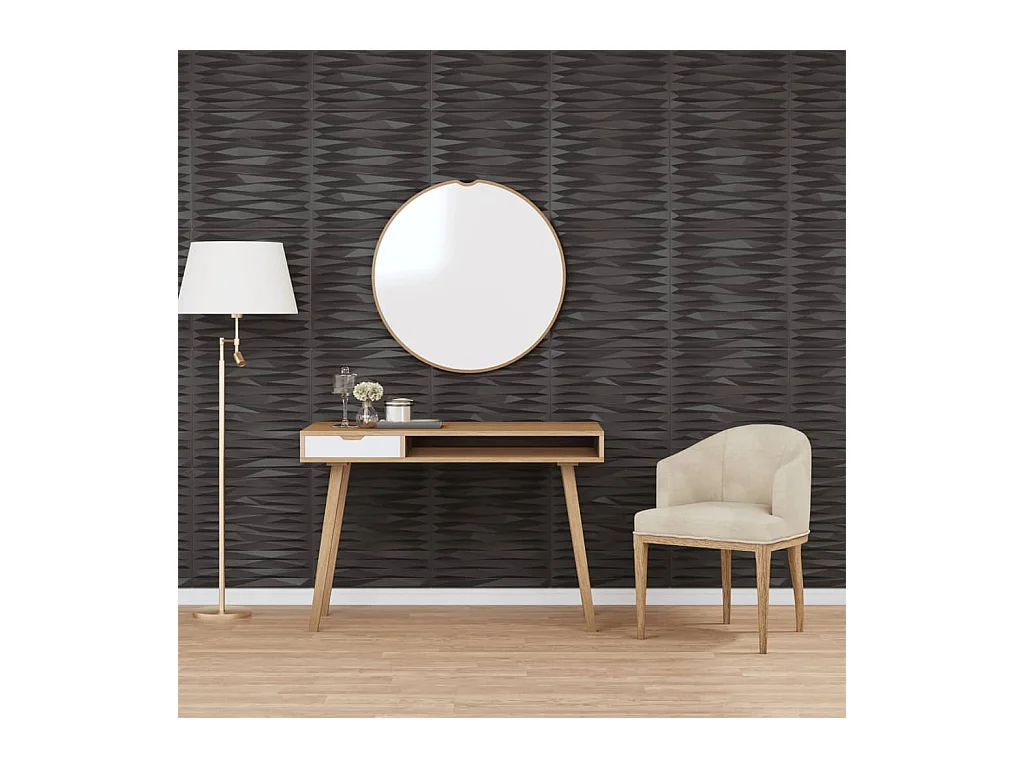 Panneaux muraux 12 pcs noir 50x50 cm XPS 3 m² pierre FR707057