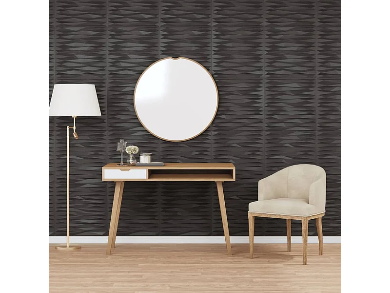 Panneaux muraux 12 pcs noir 50x50 cm XPS 3 m² pierre FR707057