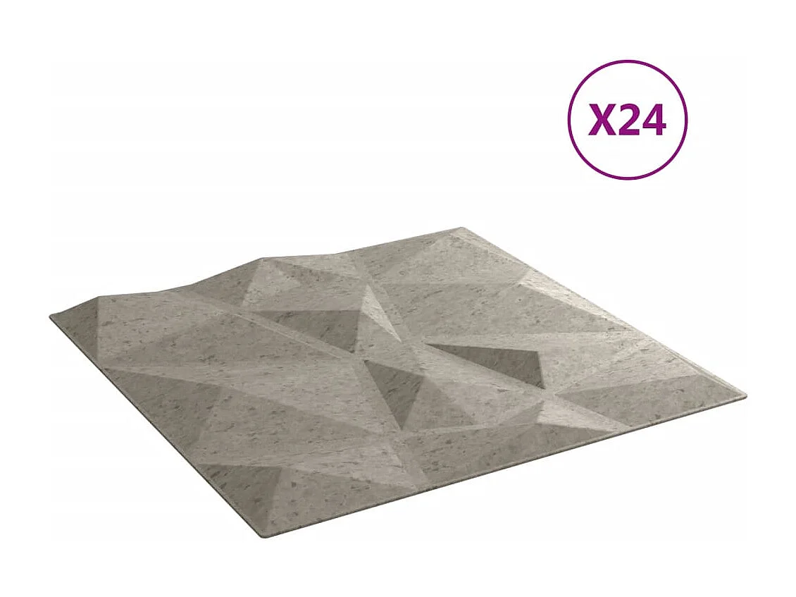 Panneaux muraux 24 pcs gris béton 50x50 cm XPS 6 m² losange FR466213