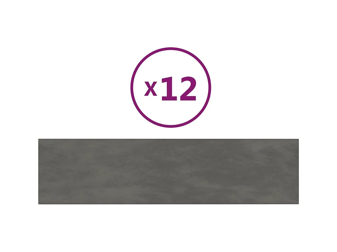 Panneaux muraux 12 pcs Gris foncé 60x15 cm Velours 1,08 m² FR500209