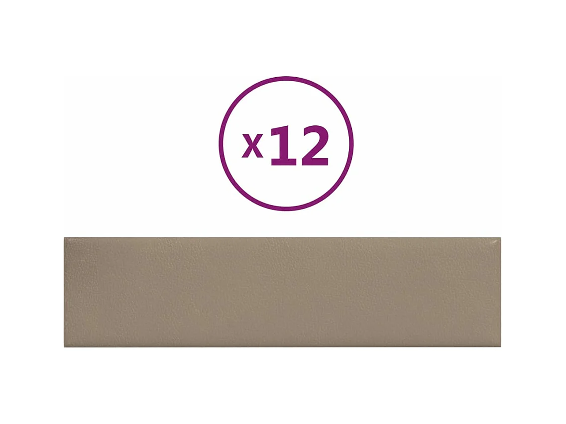 Wandpanelen 12 st 1,08 m² 60x15 cm kunstleer cappuccinokleurig BE848627
