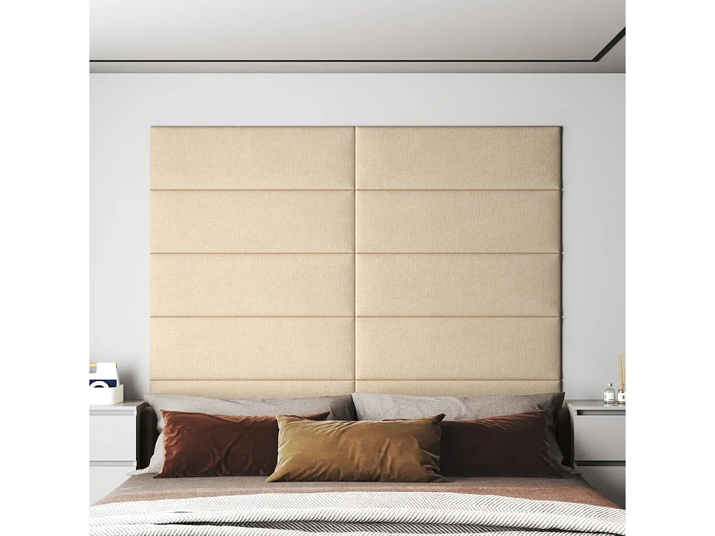 Paneles de pared 12 uds tela color crema 90x30 cm 3,24 m² ES257729