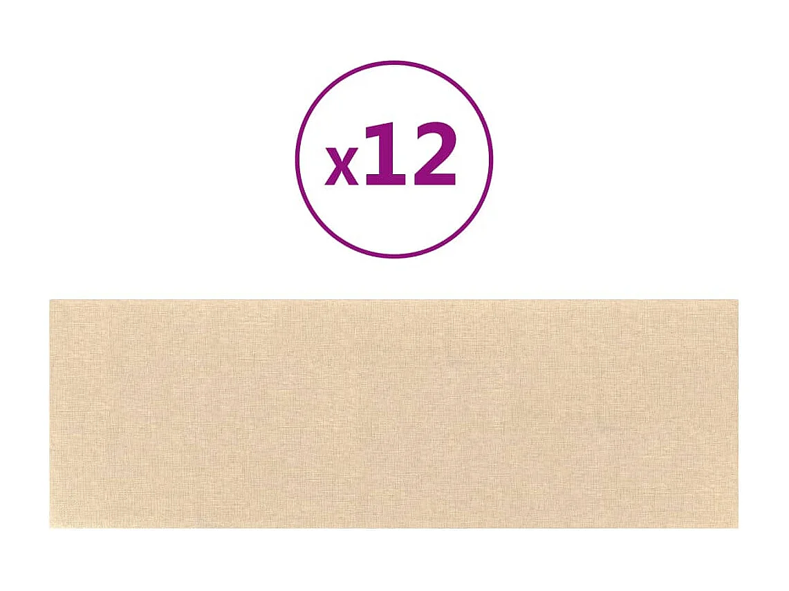 Panneaux muraux 12 pcs Crème 90x30 cm Tissu 3,24 m² FR344397