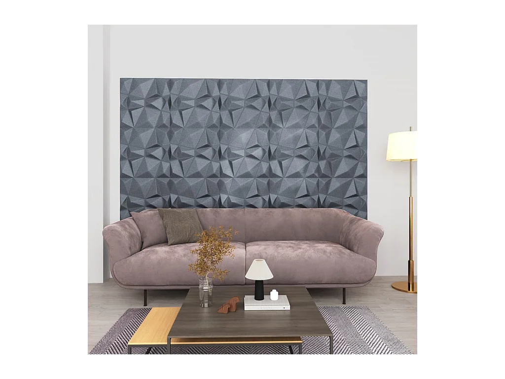 Panneaux muraux 3D 12 pcs 50x50 cm gris diamant 3 m² FR629635