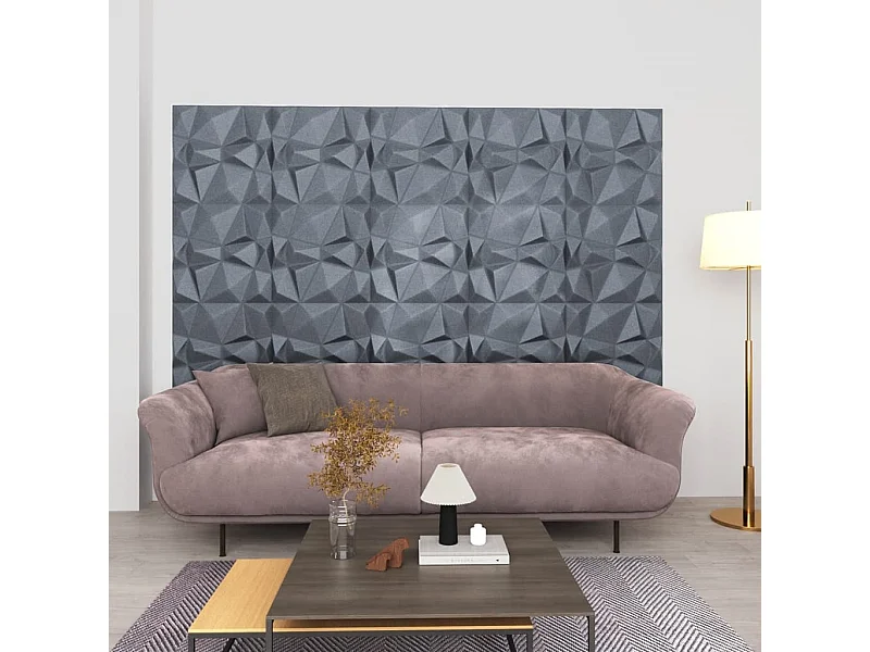 12 st Wandpanelen 3D diamant 3 m² 50x50 cm grijs BE449689