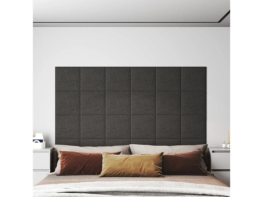 Panneaux muraux 12 pcs Gris foncé 30x30 cm Tissu 1,08 m² FR169123