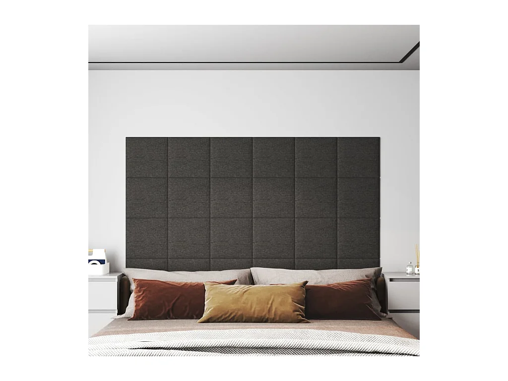 Panneaux muraux 12 pcs Gris foncé 30x30 cm Tissu 1,08 m² FR169123