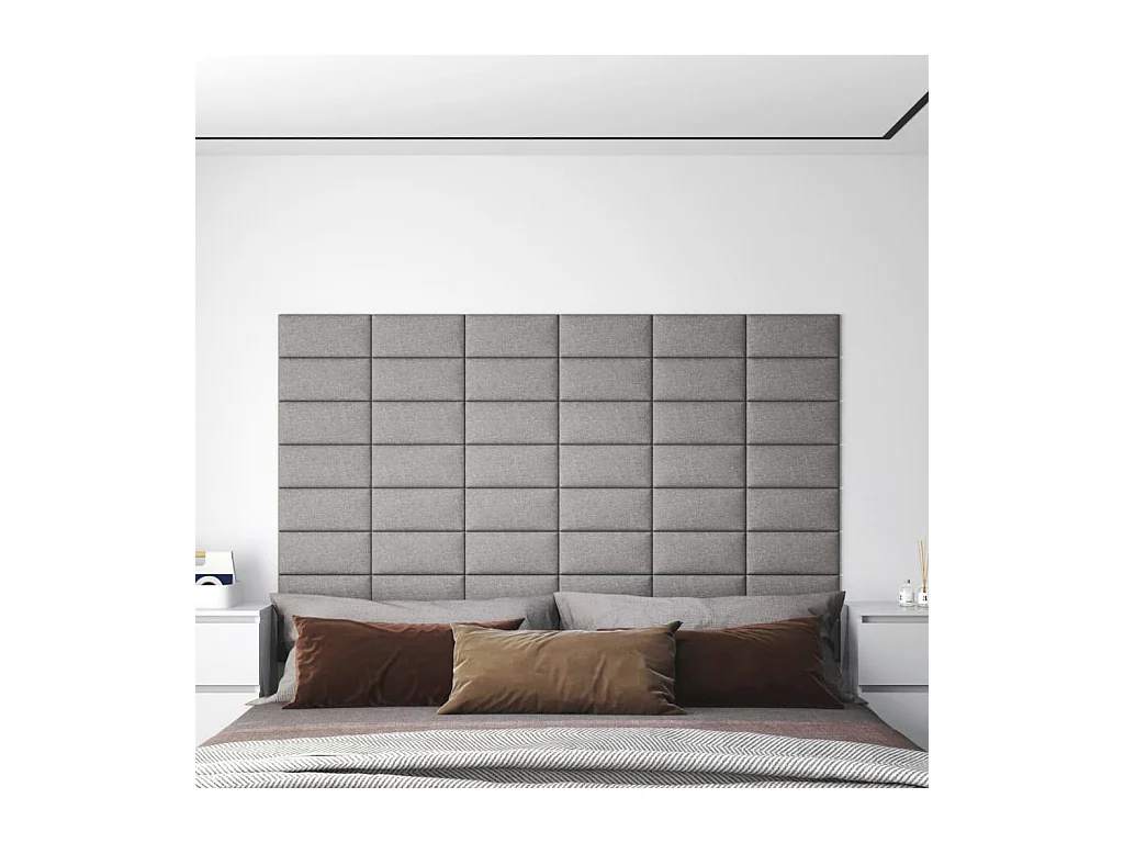 Panneaux muraux 12 pcs Gris clair 30x15 cm Tissu 0,54 m² FR111534