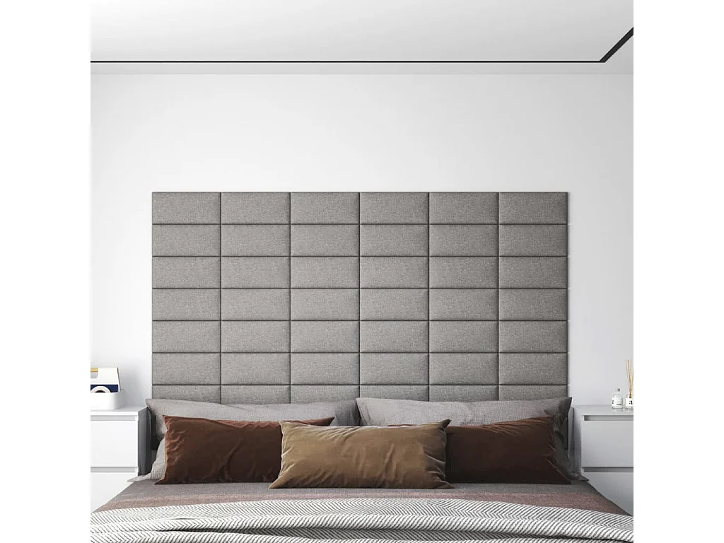 Painel de parede 12 pcs 30x15 cm tecido 0,54 m² cinza-claro PT167571