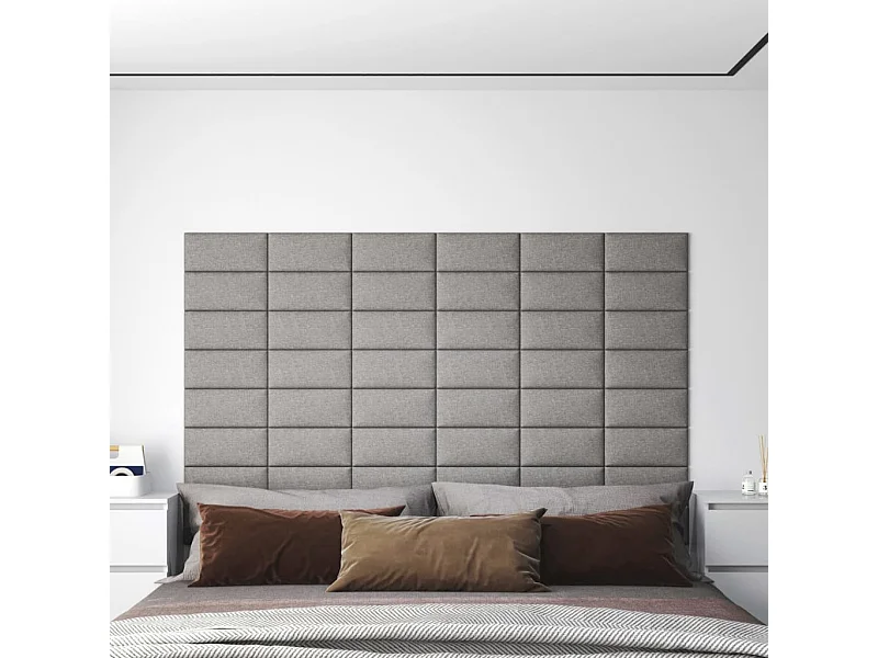 Wandpanelen 12 st 0,54 m² 30x15 cm stof lichtgrijs BE210916