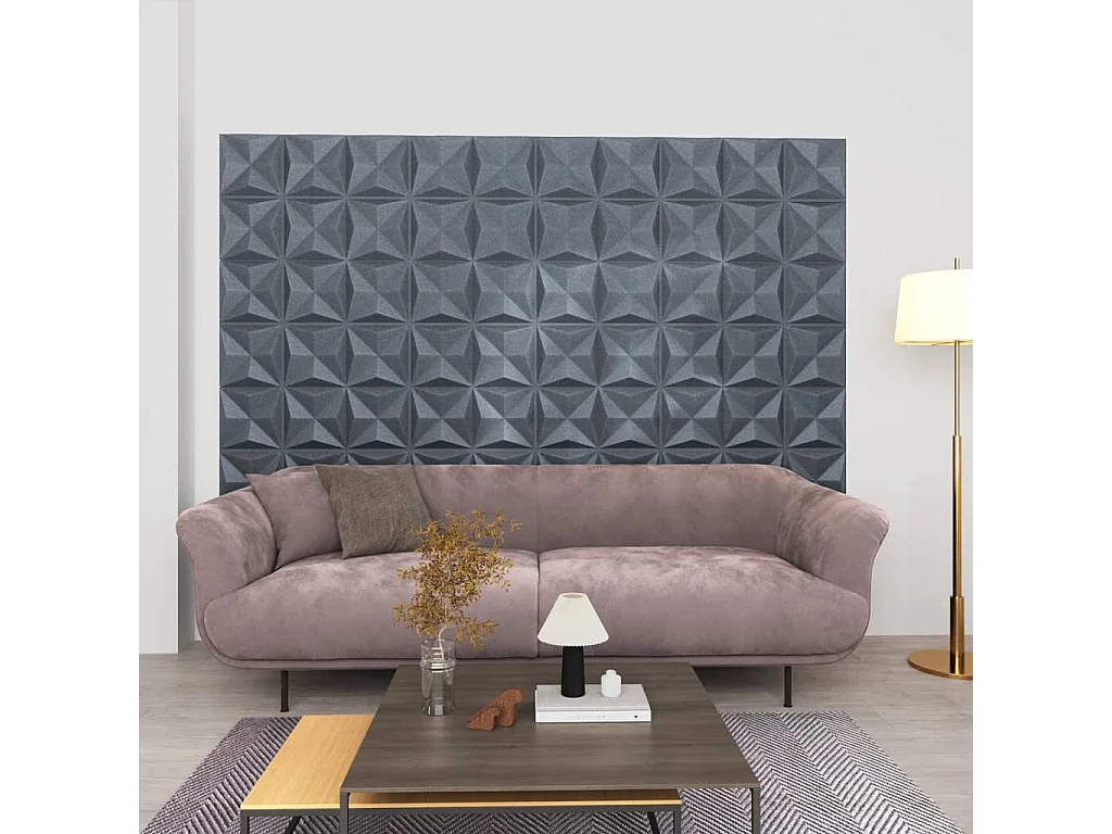 Panneaux muraux 3D 24 pcs 50x50 cm gris origami 6 m² FR713792