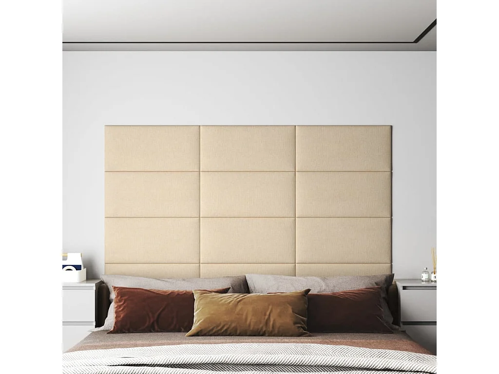 Panneaux muraux 12 pcs Crème 60x30 cm Tissu 2,16 m² FR139233